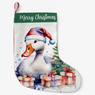 Calcetín Navideño Pequeño Feliz Gorra de Navidad Goose festivo -