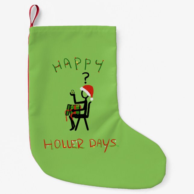 Calcetín Navideño Pequeño Feliz Hollerdays 6 - regalo de Navidades aguacate. (Anverso)