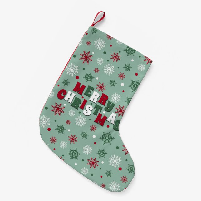 Calcetín Navideño Pequeño Feliz Navidad (Frente (Colgado))