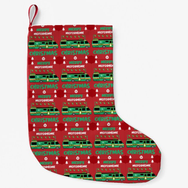 Calcetín Navideño Pequeño Feliz Navidad a Motorhom RV (Anverso)