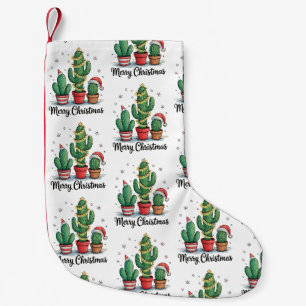 Calcetín Navideño Pequeño Feliz Navidad Cactus Árbol Festivo Luces de Navida