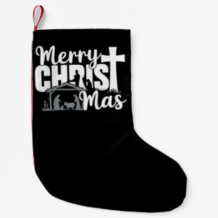 Calcetín Navideño Pequeño Feliz Navidad Cristiana Navidad Jesús Familia