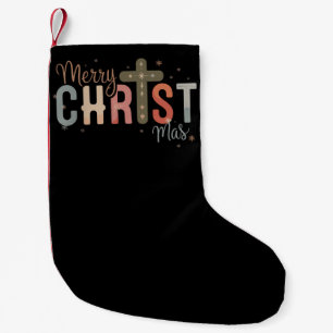 Calcetín Navideño Pequeño Feliz Navidad Cruz Religiosa Cristiana Familia 