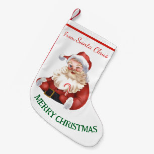 Calcetín Navideño Pequeño Feliz Navidad de Papá Noel Vintage