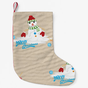 Calcetín Navideño Pequeño feliz navidad derritiendo el muñeco de nieve