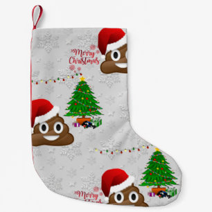 Calcetín Navideño Pequeño feliz navidad emoji poo