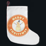 Calcetín Navideño Pequeño Feliz Navidad feliz estilo de café famoso de nieve<br><div class="desc">Famoso logo de estilo café con tipografía de Feliz Navidad</div>