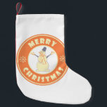 Calcetín Navideño Pequeño Feliz Navidad feliz estilo de café famoso de nieve<br><div class="desc">Famoso logo de estilo café con tipografía de Feliz Navidad</div>