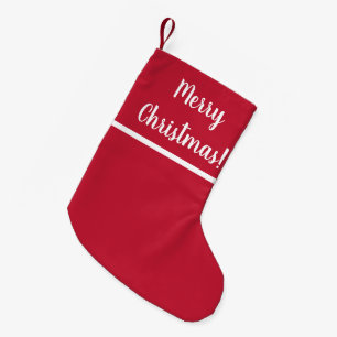 Calcetín Navideño Pequeño Feliz Navidad Festividad de tipografía roja y blan