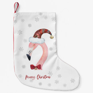 Calcetín Navideño Pequeño Feliz Navidad Flamingo Santa Navidades modernos