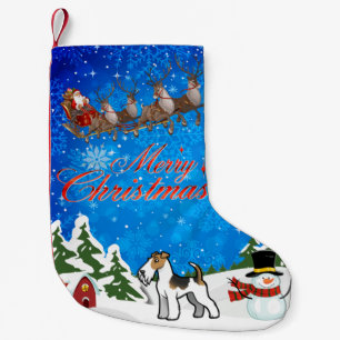 Calcetín Navideño Pequeño Feliz Navidad, Fox Terrier