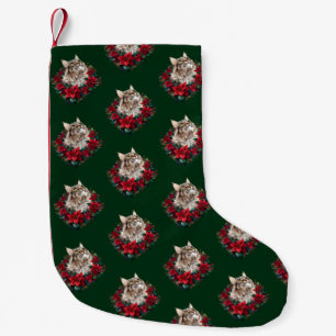 Calcetín Navideño Pequeño Feliz Navidad gato Maine Coon