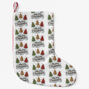 Calcetín Navideño Pequeño Feliz Navidad Leopardo Árbol Rojo Bufalo Cuadros