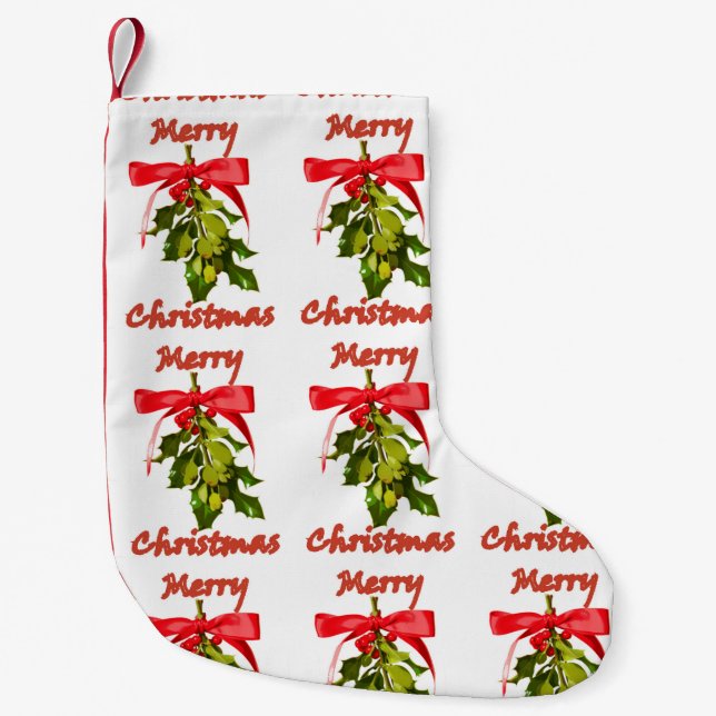 Calcetín Navideño Pequeño feliz navidad mistletoe (Anverso)