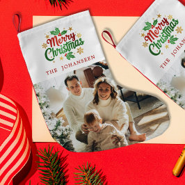 Calcetín Navideño Pequeño Feliz Navidad Moderno Clásico Simple Fotografía fa