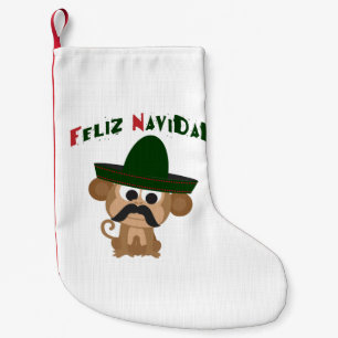 Calcetín Navideño Pequeño ¡Feliz Navidad! Mono chiflado