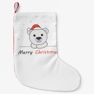 Calcetín Navideño Pequeño Feliz Navidad Oso Polar Nieve Nieve Suave Nieve No