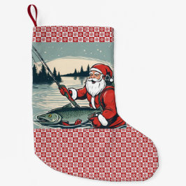 Calcetín Navideño Pequeño Feliz Navidad Papá Noel Pesca Pescado