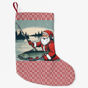 Calcetín Navideño Pequeño Feliz Navidad Papá Noel Pesca Pescado