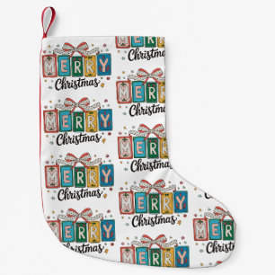 Calcetín Navideño Pequeño Feliz Navidad Retro Coquette Lazo Chica Vacaciones