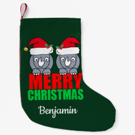 Calcetín Navideño Pequeño Feliz Navidad Rhino Cute Personalizado