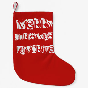 Calcetín Navideño Pequeño Feliz Navidad, rojo y blanco,
