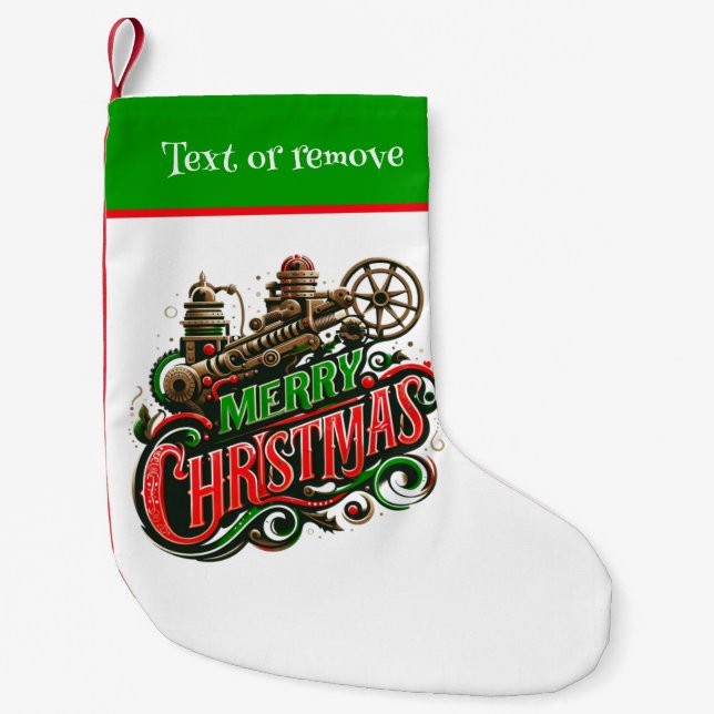 Calcetín Navideño Pequeño Feliz Navidad steampunk (Anverso)