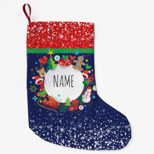 Calcetín Navideño Pequeño ¡Feliz Navidad y feliz Año Nuevo! Monograma XMA