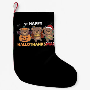 Calcetín Navideño Pequeño Feliz oso de los Navidades de osos de Hallothanksm