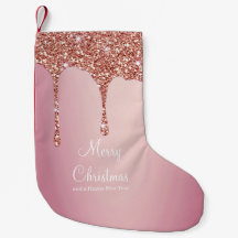 Feliz Rosa navideño Gold Drip Glam Chica