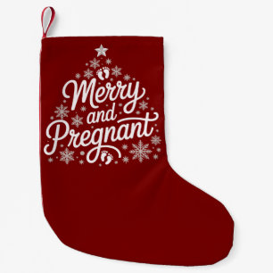 Calcetín Navideño Pequeño Feliz y Embarazada Maternidad Huellas Embarazo 