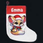 Calcetín Navideño Pequeño Fennec Merry Christmas Winter Animals Cute Fennecs<br><div class="desc">El Fennec para Navidades con luces de hadas. Animales divertidos con luces y gorras de amigos para las vacaciones. Los zorros de Fennec son animales dulces y perfectos para los Navidades. Perfecto para sus hijos en la temporada de navidades.</div>