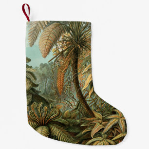 Calcetín Navideño Pequeño Ferns Palm Tree Antique Botanica Ferns Art