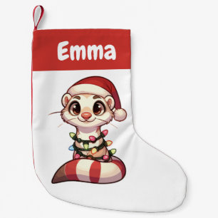 Calcetín Navideño Pequeño Ferret Merry Christmas Winter Animals Cute Ferrets