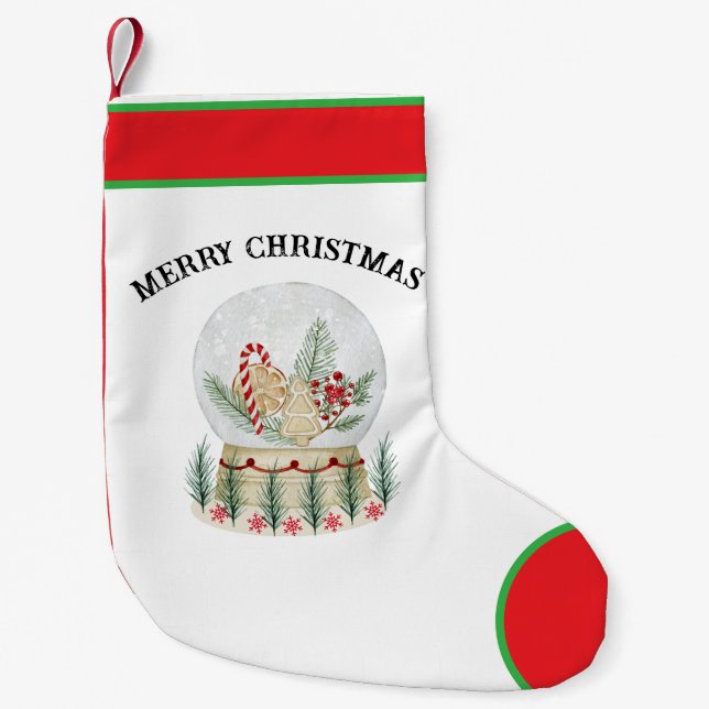 Calcetín Navideño Pequeño Festive Snow Globe Christmas Stocking (Anverso)