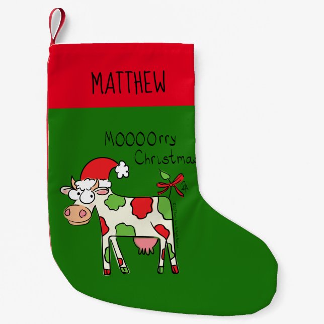 Calcetín Navideño Pequeño Festividad de Personalizado de vaca Navidades de v (Anverso)
