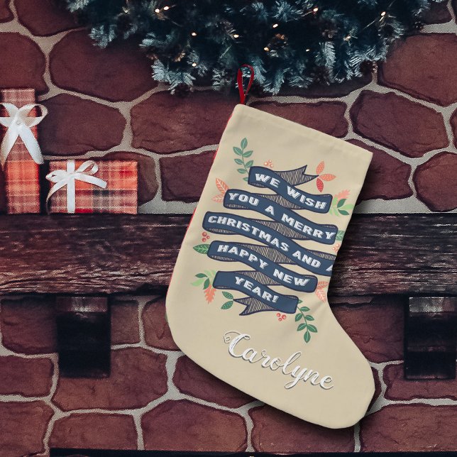 Calcetín Navideño Pequeño Festividad en la pancarta de los Navidades florale (Subido por el creador)