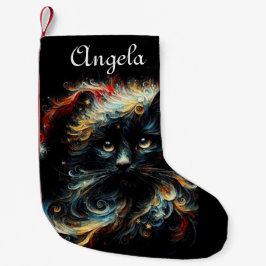 Calcetín Navideño Pequeño Festividad estacional del gato negro rojo Navidade