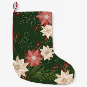 Calcetín Navideño Pequeño Festividad Festividad Verde Rojo Amarillo Poinsett