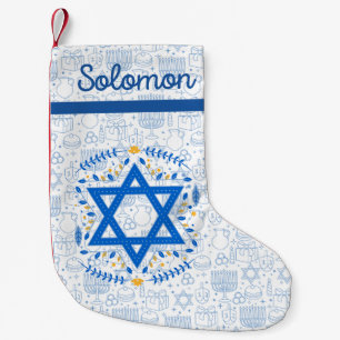 Calcetín Navideño Pequeño Festividad judía deslumbra Hanukkah Chanukkah Meno