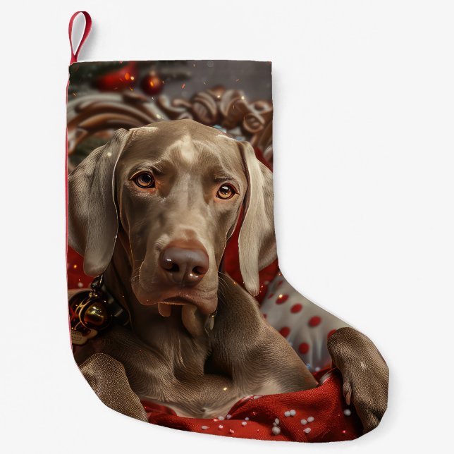 Calcetín Navideño Pequeño Festividad navideña del perro de Weimaraner (Anverso)