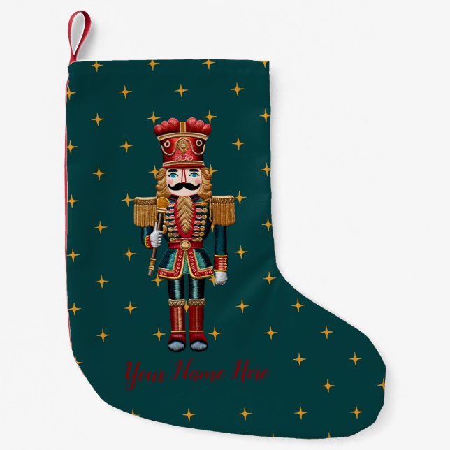 Calcetín Navideño Pequeño Festividad personalizada de Navidades Nutcracker (Anverso)