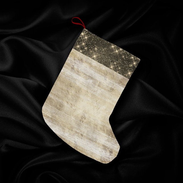 Calcetín Navideño Pequeño Festividad Rusa | Elegante Grano de madera de oro  (Subido por el creador)