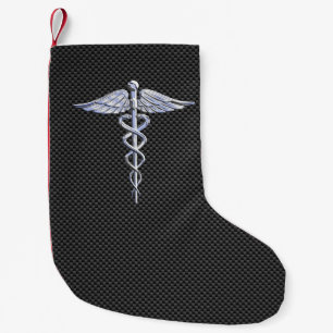 Calcetín Navideño Pequeño Fibra de carbono médica del negro del símbolo de