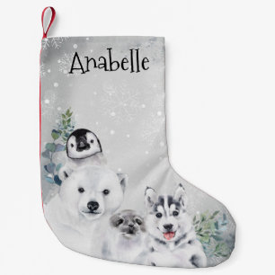 Calcetín Navideño Pequeño Fiesta de Invierno Animal Ártico Navidad Pingüino