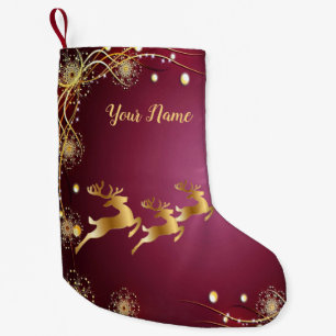 Calcetín Navideño Pequeño Fiesta de navidades Renos dorados Rosa Rojo Elegan