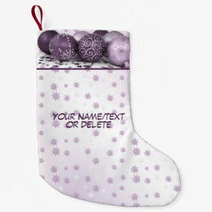 Calcetín Navideño Pequeño Fiesta Pink Purple Snowflakes Elegante Vintage