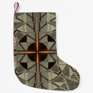 Calcetín Navideño Pequeño Filigree plateado con cruz de oro