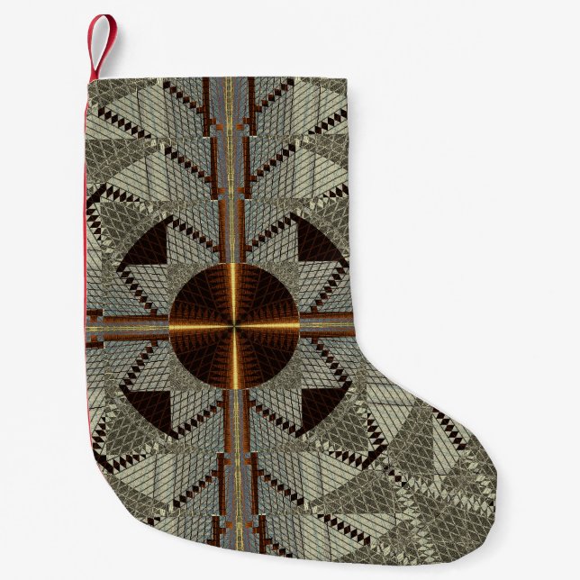 Calcetín Navideño Pequeño Filigree plateado con cruz de oro (Anverso)