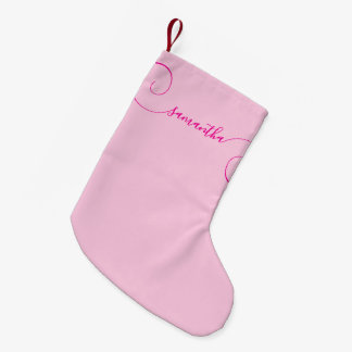 Calcetín Navideño Pequeño Firma rizada rosa caliente